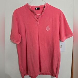The Kooples Men’s Coral Pink Henley Polo